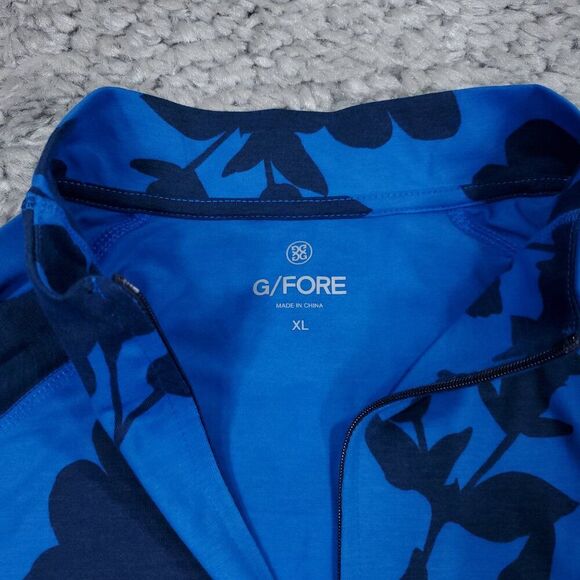 G/FORE Men’s Tonal Floral Luxe Quarter Zip Golf Pullover Blue Mid Layer Size XL - Picture 3 of 8